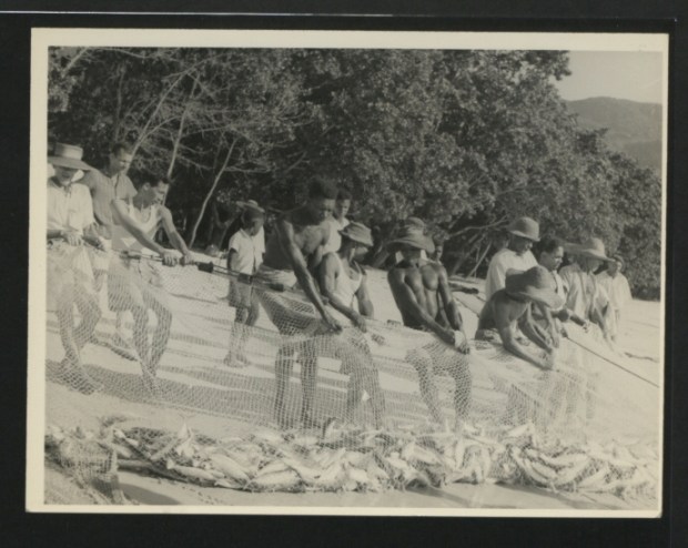 Fishing dragging with net at the beach of South China Sea -Sundays 1940's