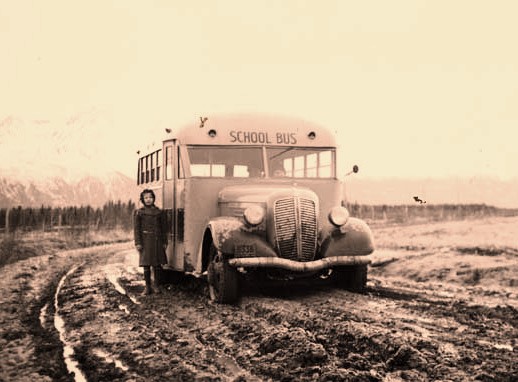 Bus stuck on sandy beach